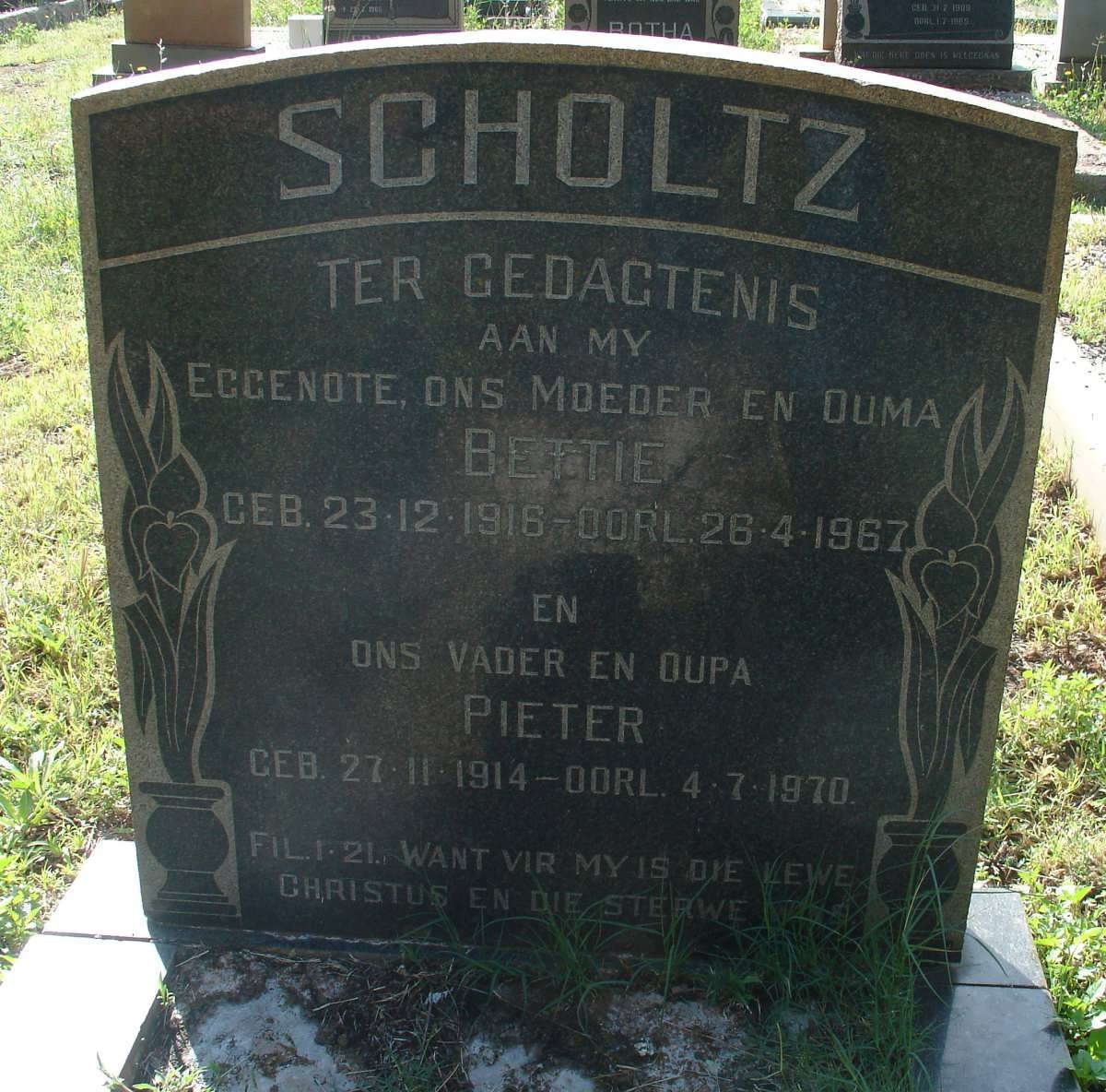 SCHOLTZ Pieter 1914-1970 &amp; Bettie 1916-1967