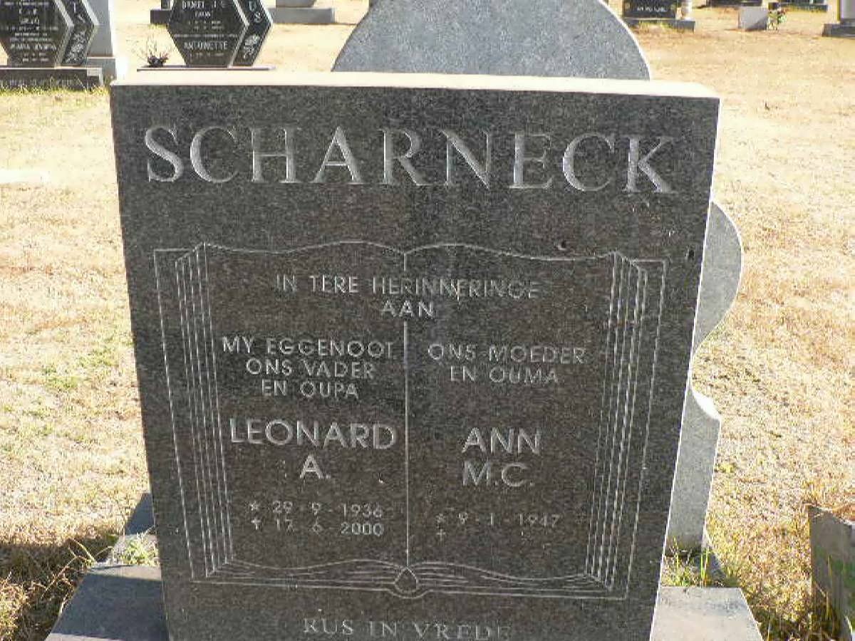 SCHARNECK Leonard A. 1936-2000 &amp; Ann M.C. 1947-