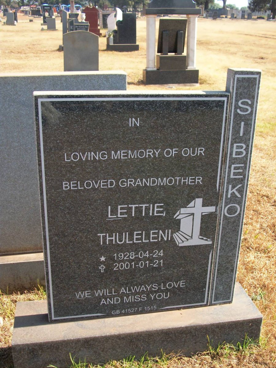 SIBEKO Lettie Thuleleni 1928-2001