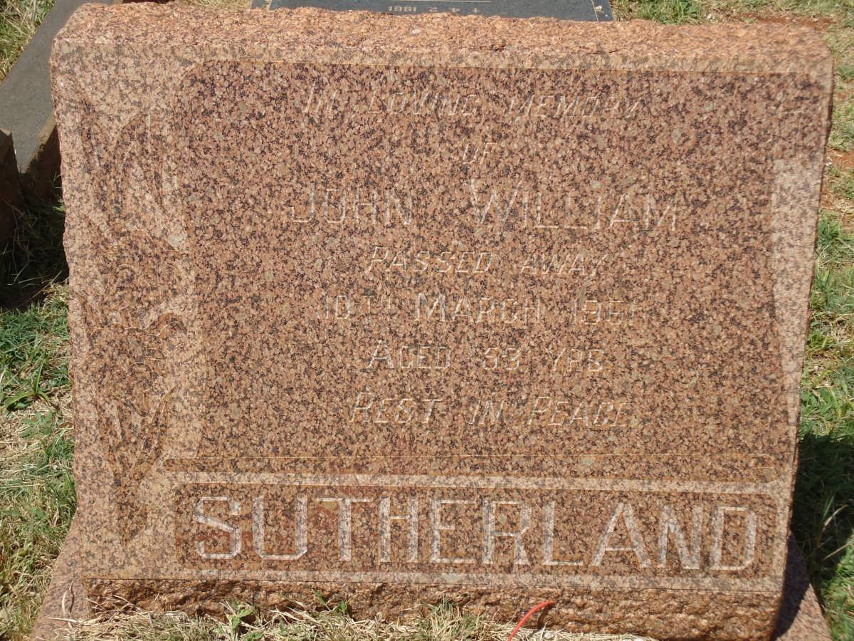 SUTHERLAND John William -1961
