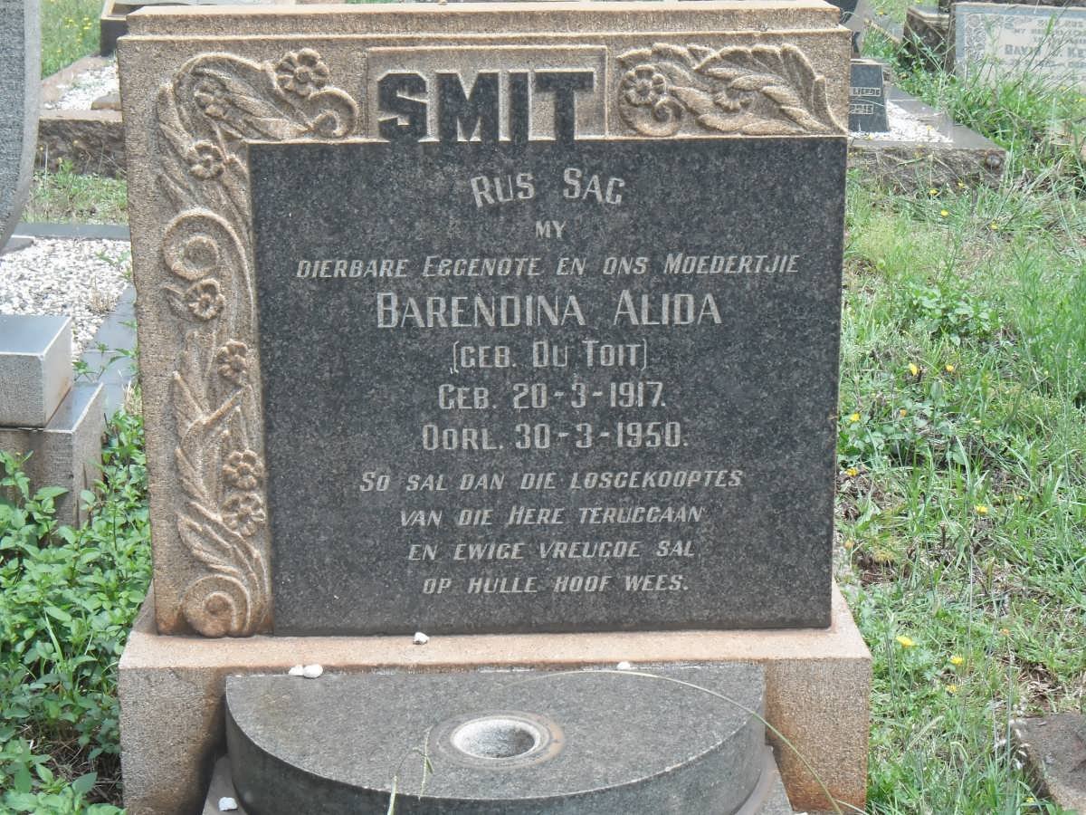 SMIT Barendina Alida nee DU TOIT 1917-1950