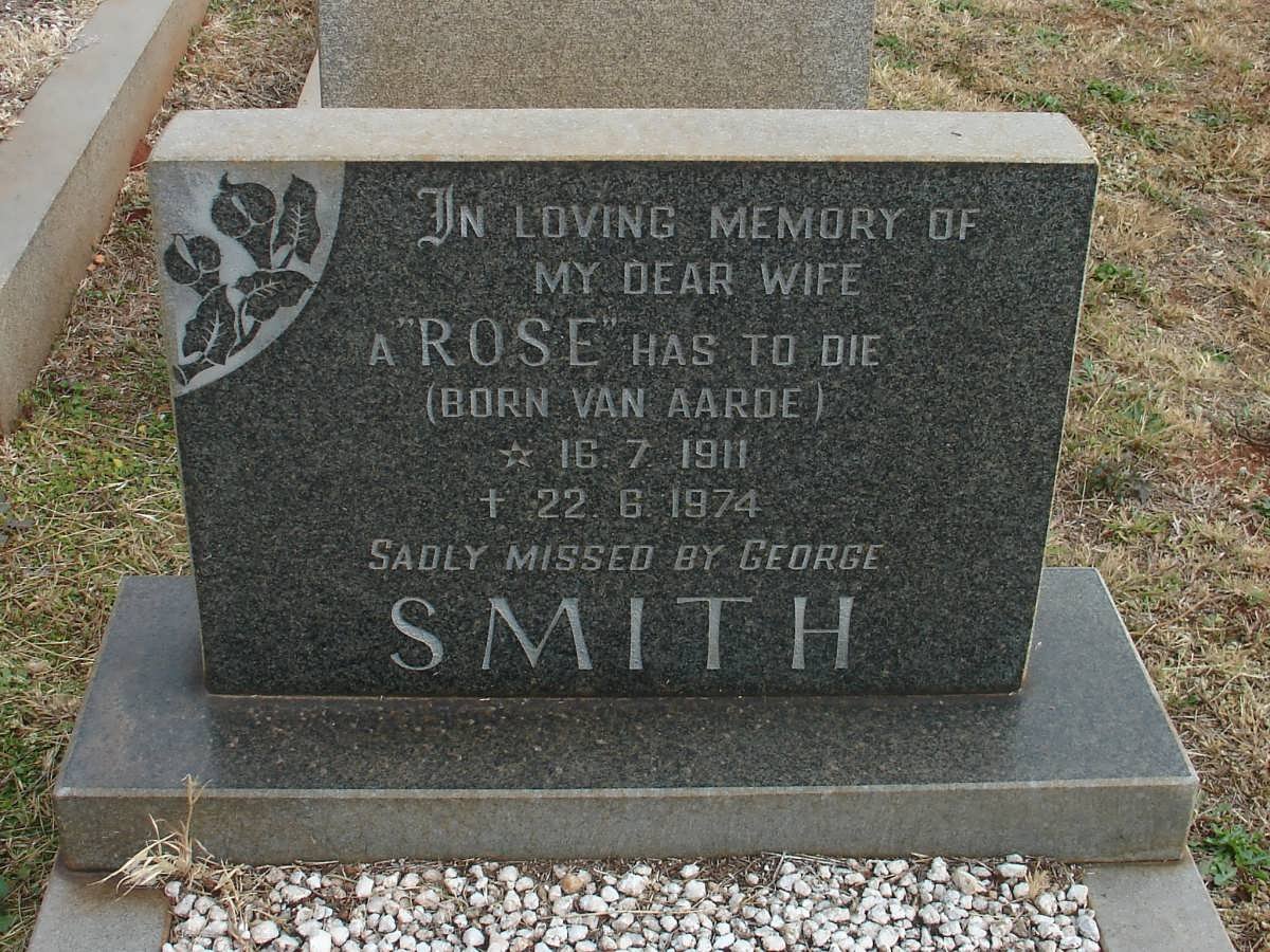 SMITH Rose nee VAN AARDE 1911-1974