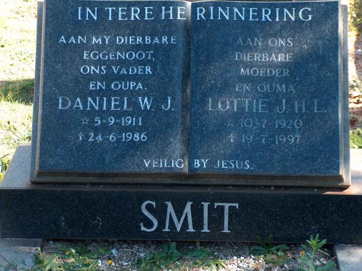 SMIT Daniel W.J. 1911-1986 &amp; Lottie J.H.L. 1920-1997