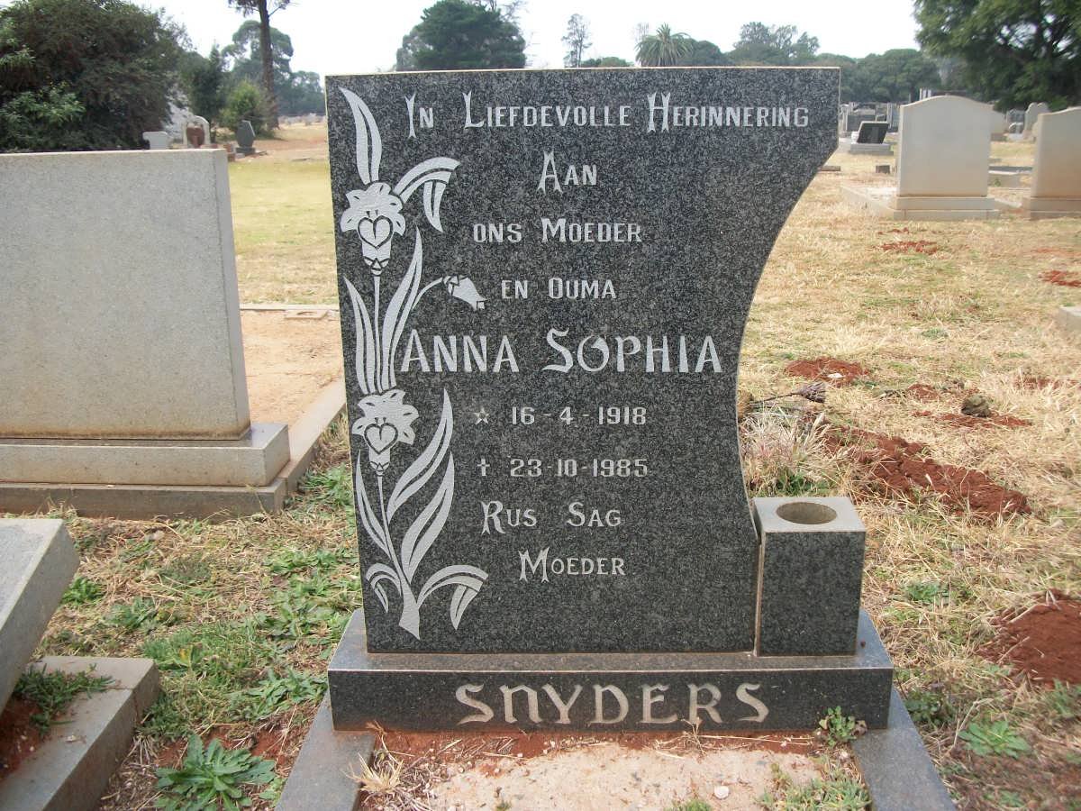 SNYDERS Anna Sophia 1918-1985