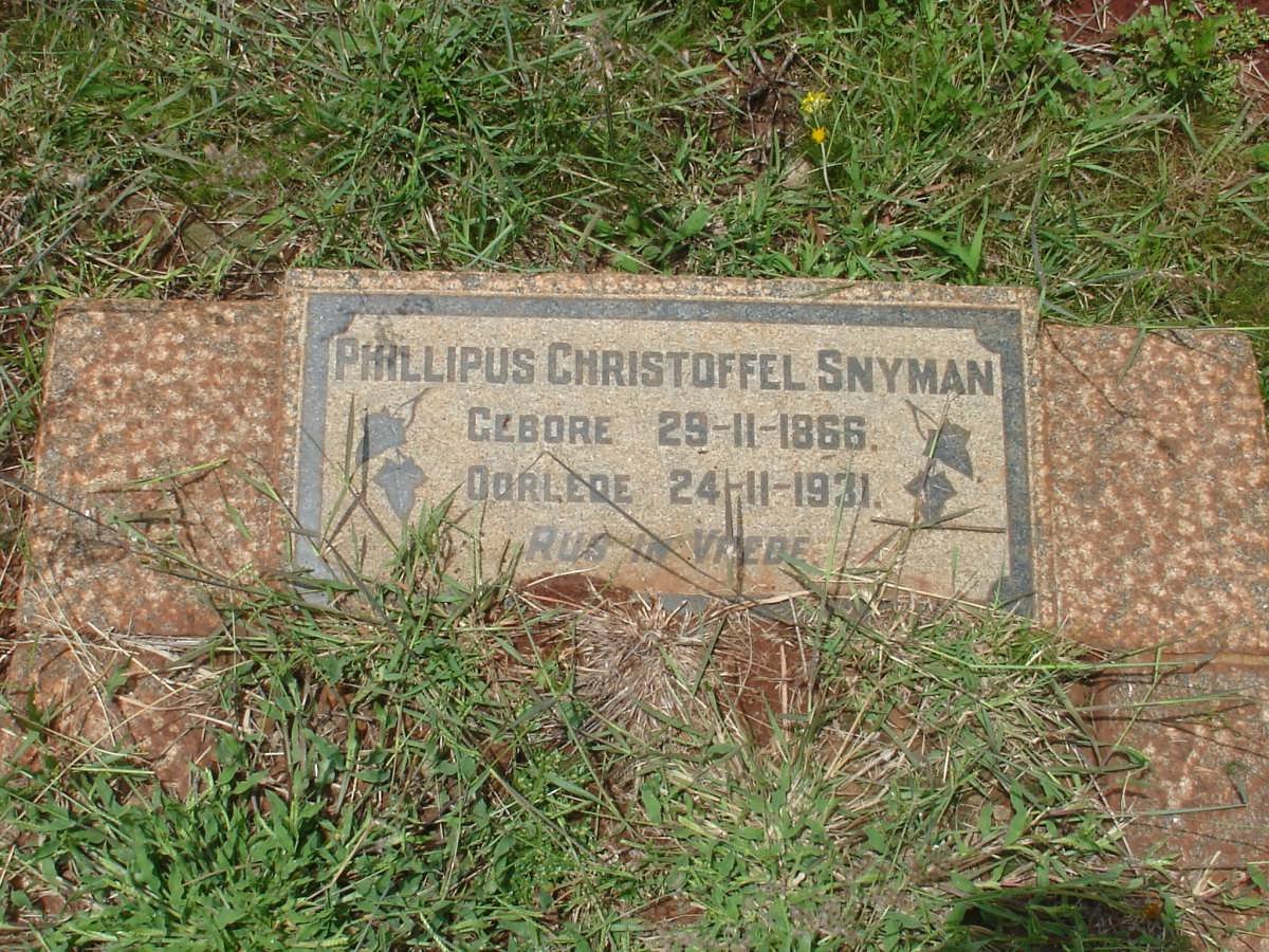SNYMAN Phillipus Christoffel 1866-1931