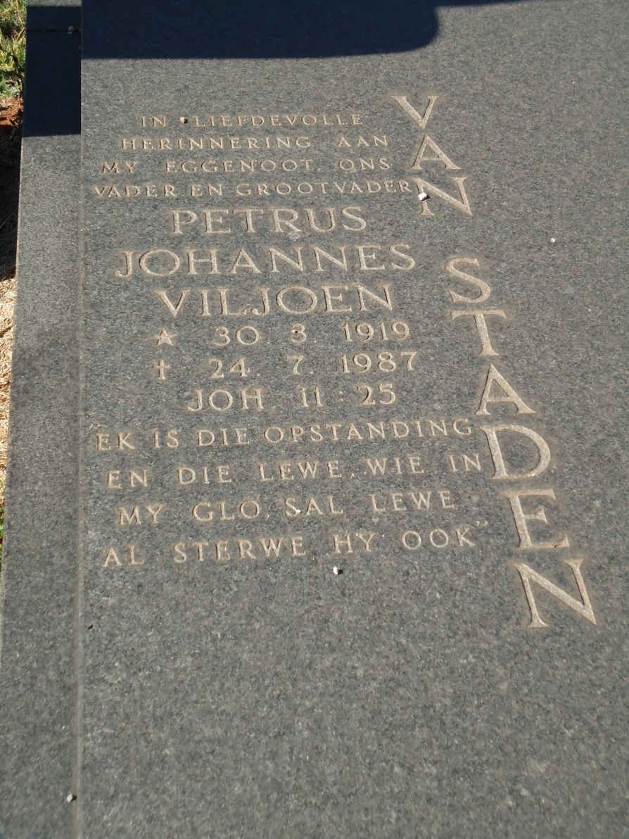 STADEN Petrus Johannes Viljoen, van 1919-1987