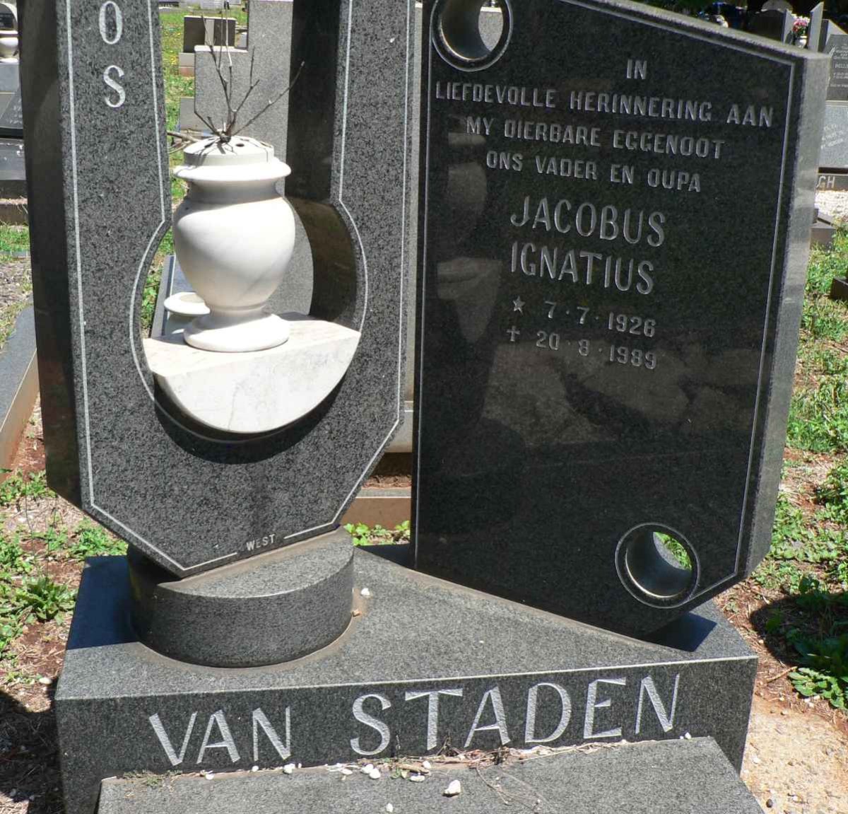 STADEN Jacobus Ignatius, van 1926-1989