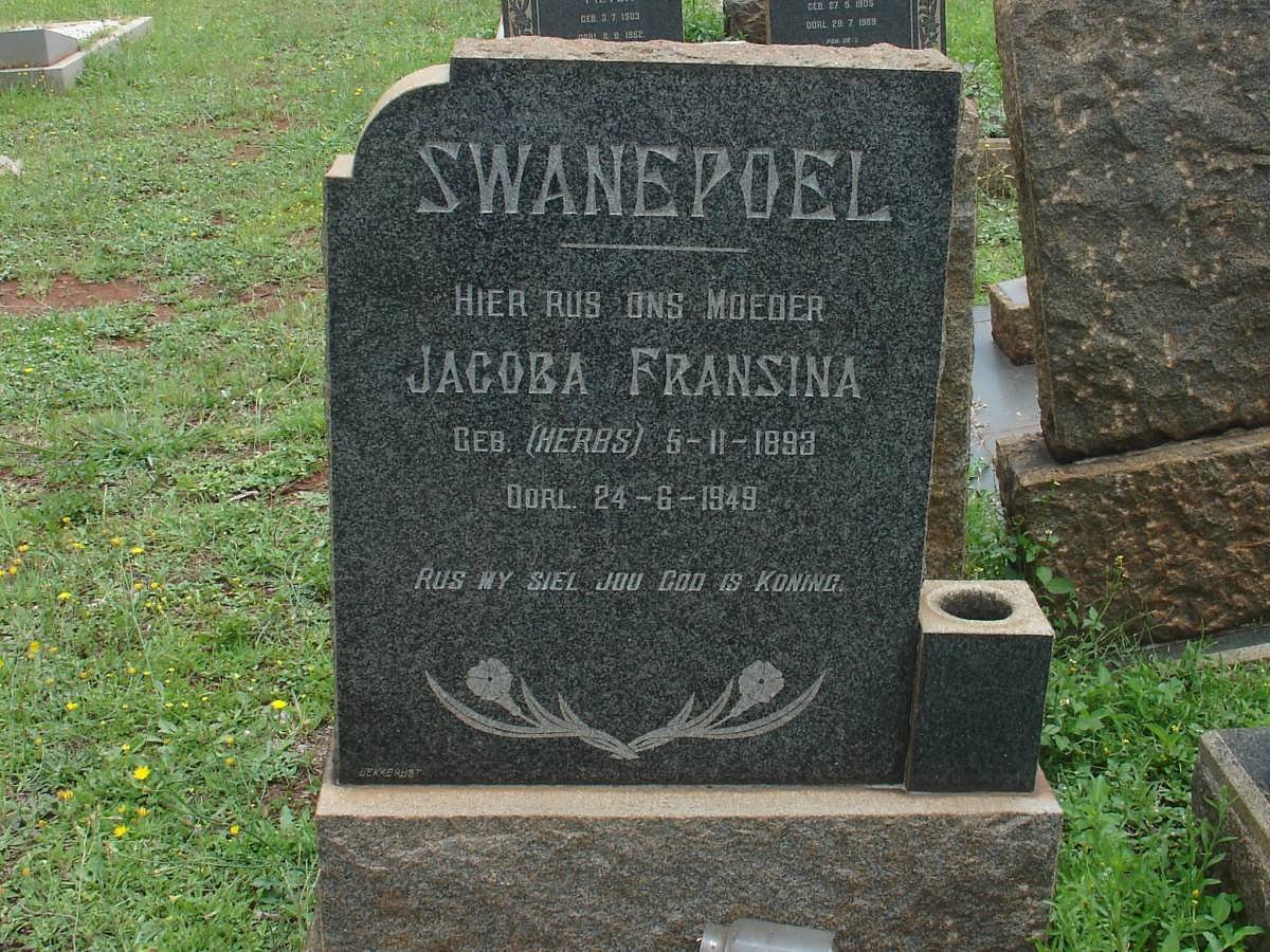 SWANEPOEL Jacoba Fransina nee HERBS 1893-1949