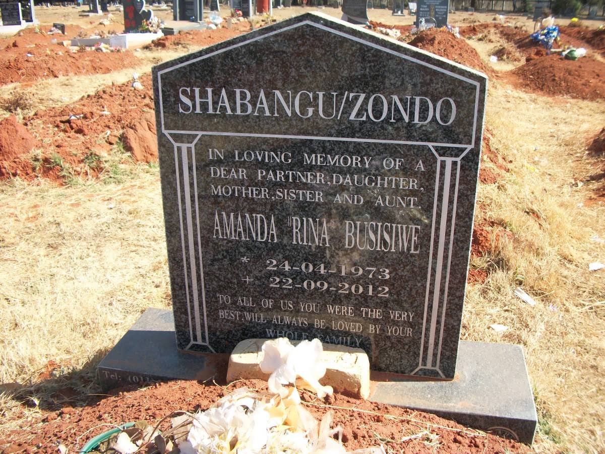 SHABANGU Amanda Busisiwe, Zondo 1973-2012