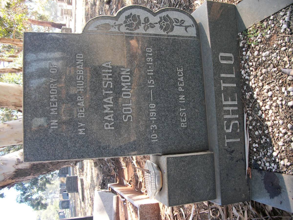 TSHETLO Ramatshia Solomon 1910-1970