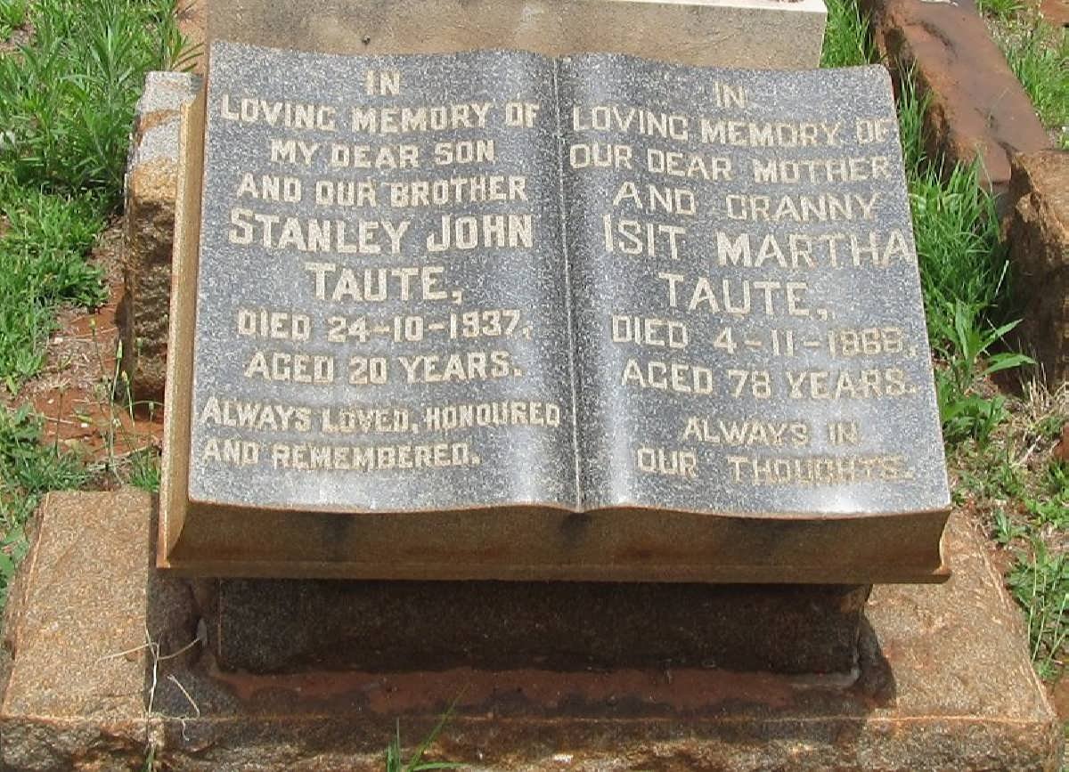 TAUTE Stanley John -1937 &amp; Isit Martha -1966