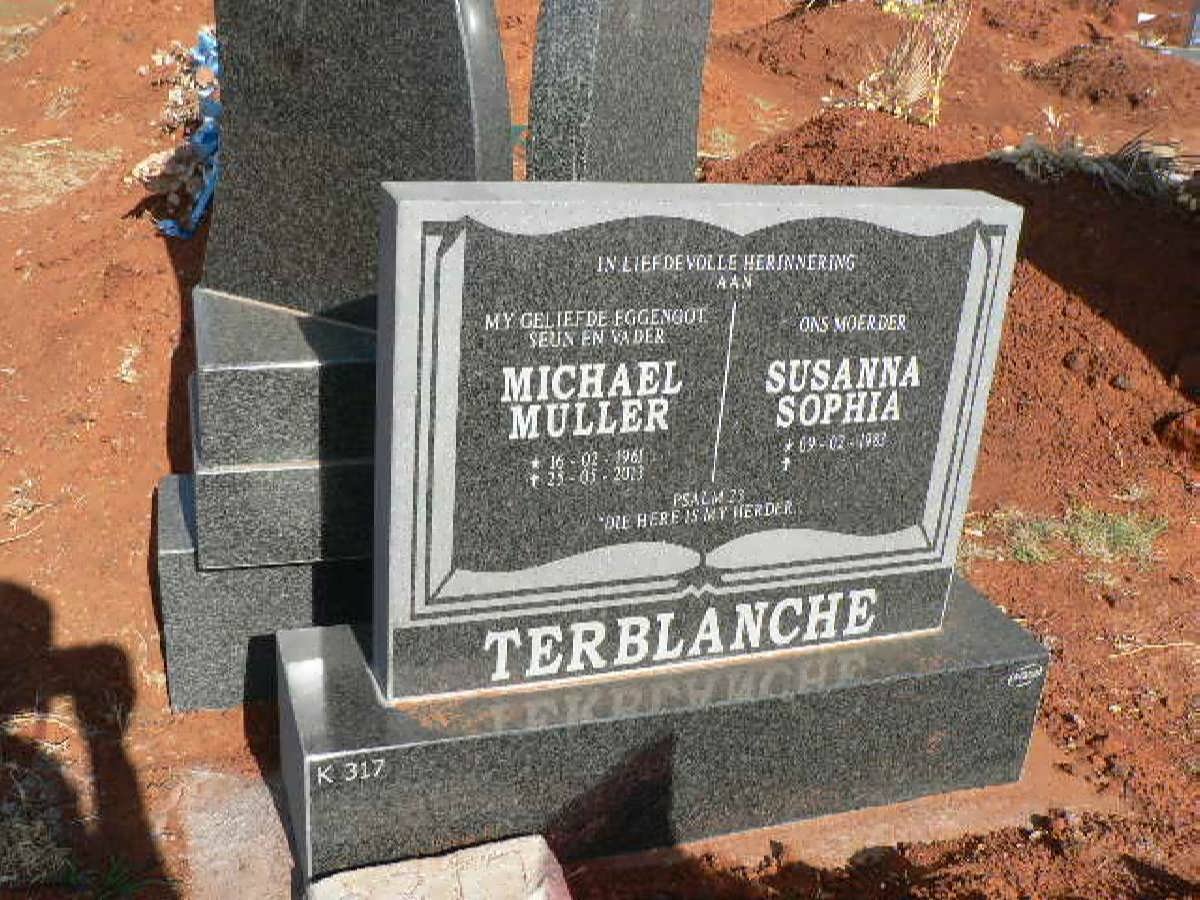TERBLANCHE Michael Muller 1961-2013 Susanna Sophia 1963-?