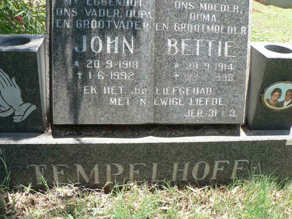 TEMPELHOFF John 1918-1992 &amp; Bettie 1914-1998