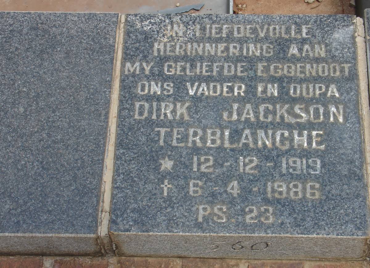 TERBLANCHE Dirk Jackson 1919-1986