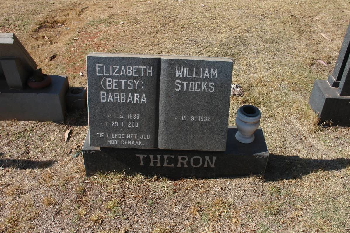 THERON William Stocks 1932- &amp; Elizabeth Barbara 1939-2001