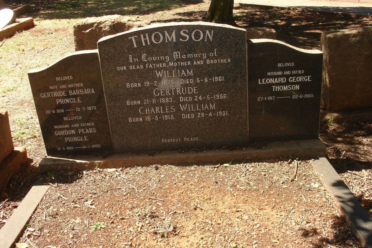 THOMSON William 1875-1961 &amp; Gertrude 1883-1956 :: THOMSON Charles William 1915-1931