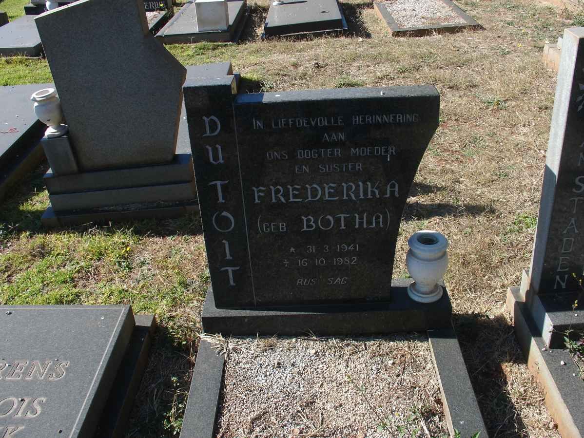 TOIT Frederika, du nee BOTHA 1941-19?2