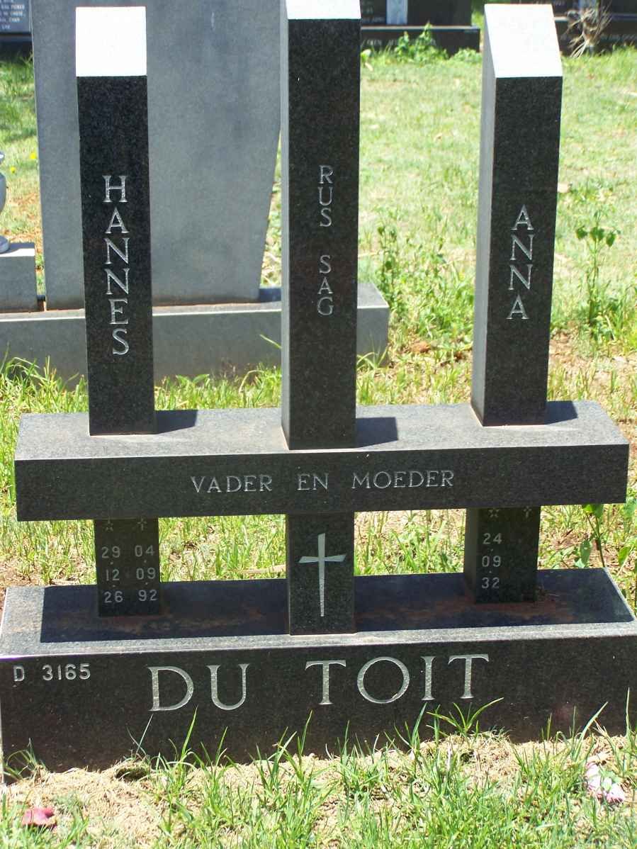 TOIT Hannes, du 1912-1992 [12-92] &amp; Anna1932- [32]