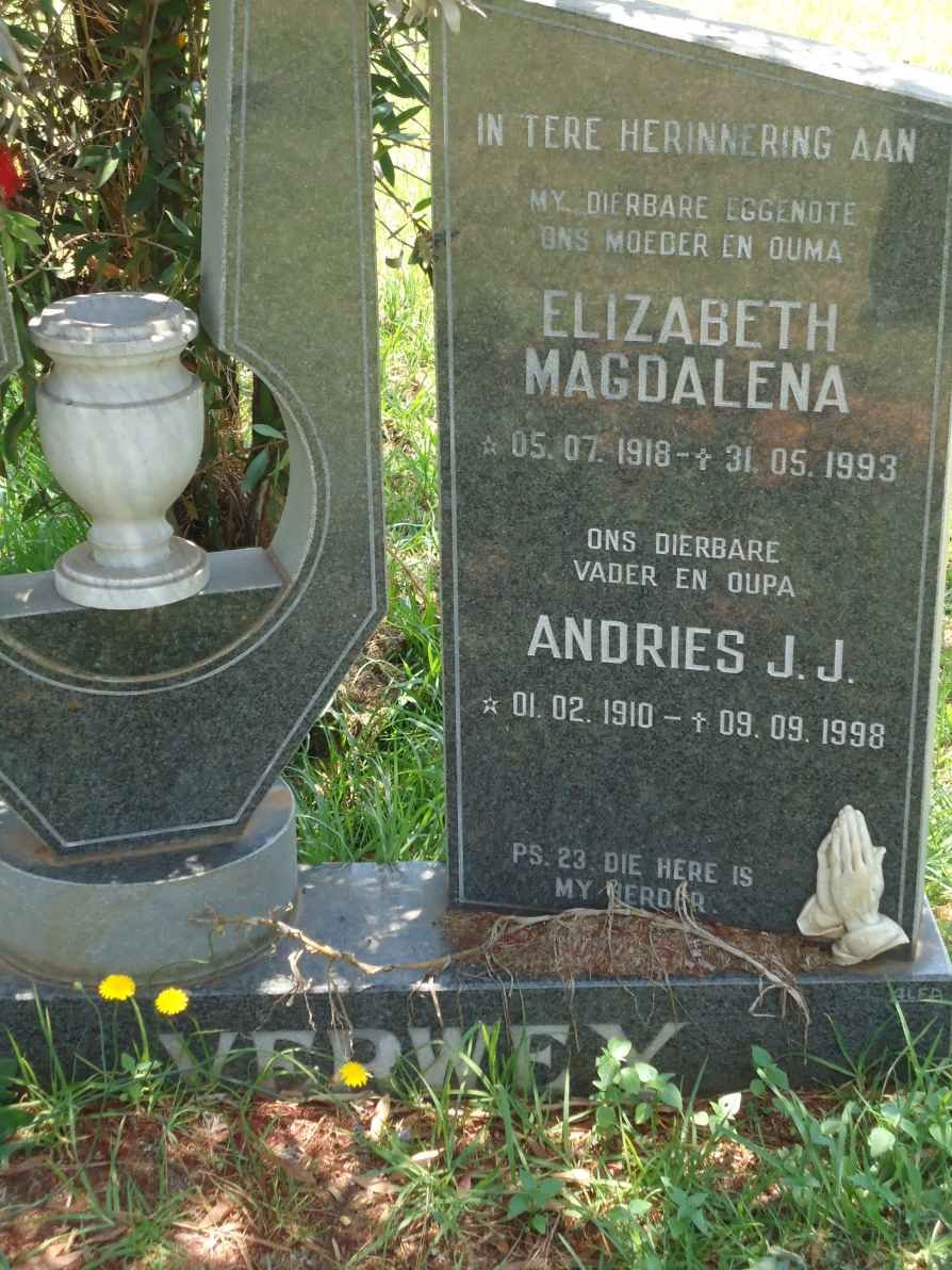 VERWEY Andries 1910-1998 &amp; Elizabeth Magdalena 1918-1993