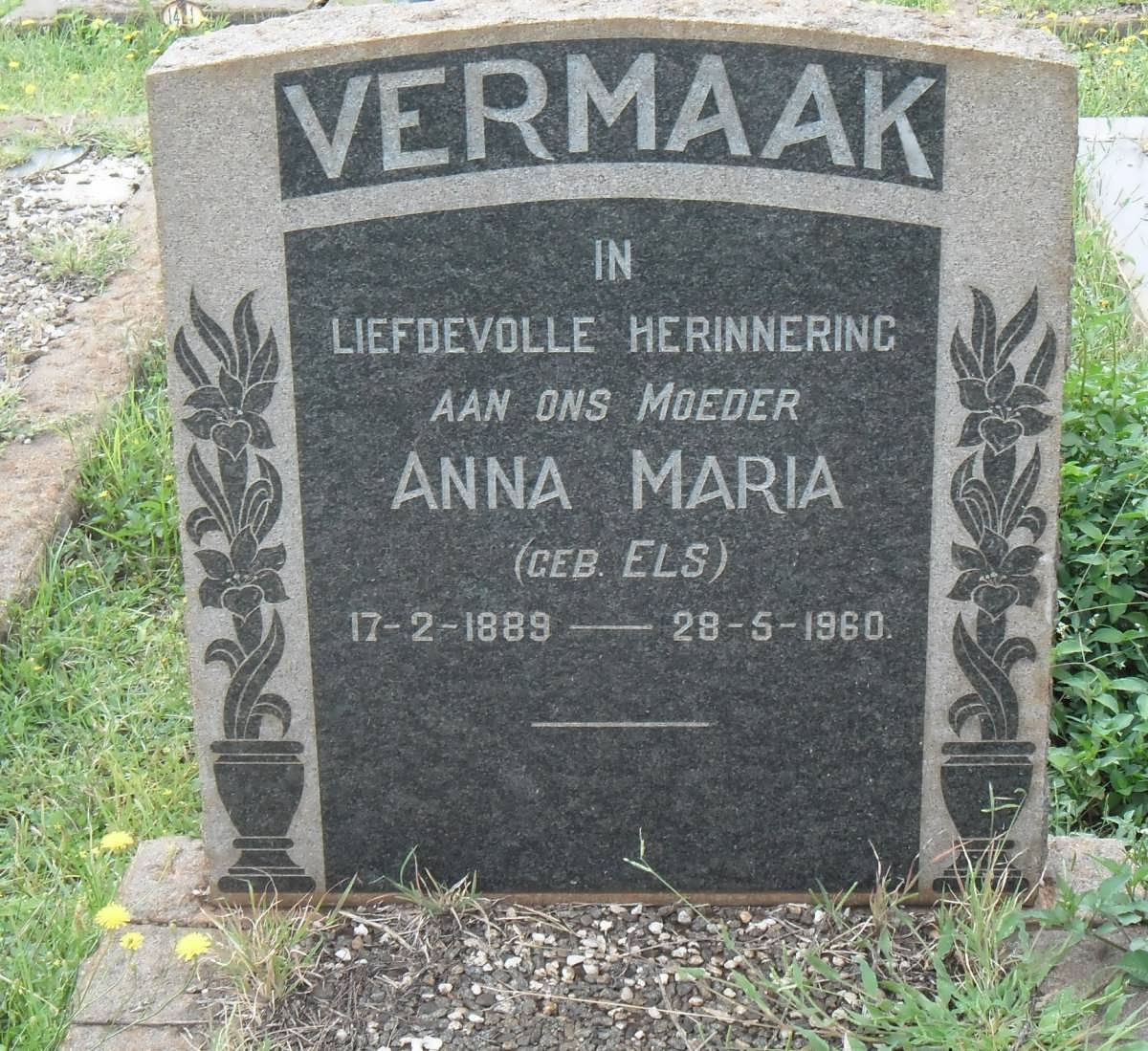 VERMAAK Anna Maria nee ELS 1889-1960