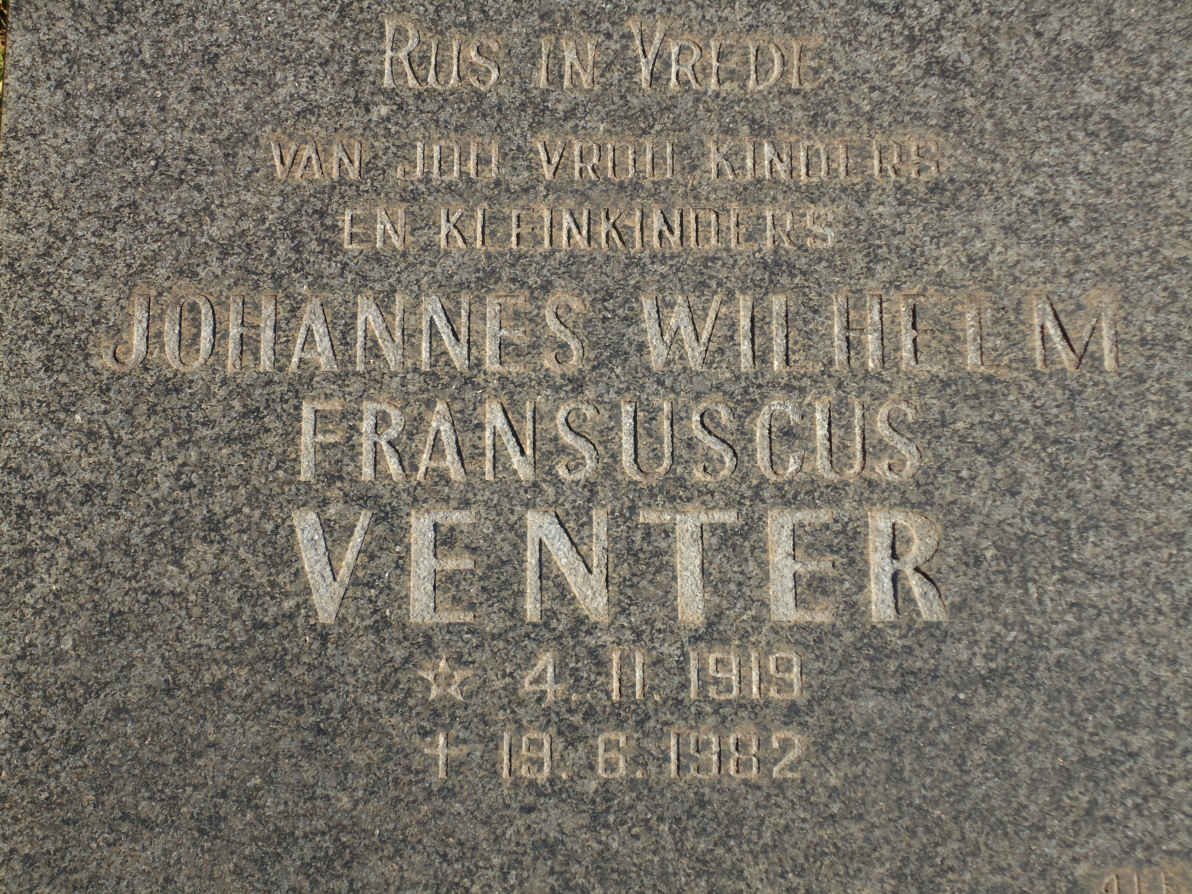 VENTER Johannes Wilhelm Fransuscus 1919-1982