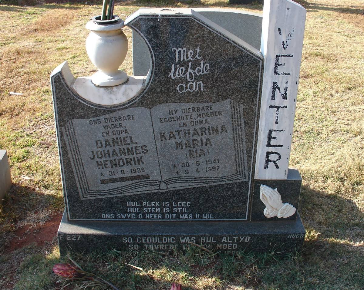 VENTER Daniel Johannes Hendrik 1938- &amp; Katharina Maria 1941-1997
