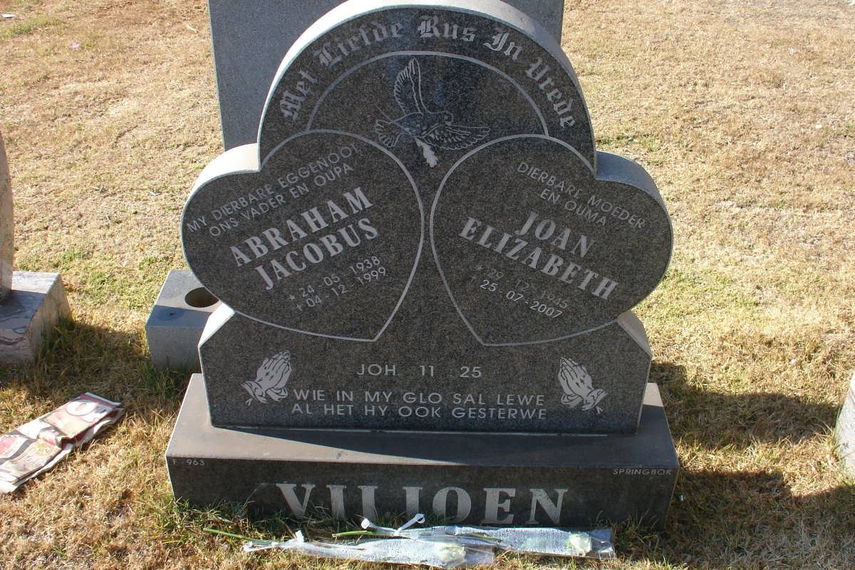 VILJOEN Abraham Jacobus 1938-1999 &amp; Joan Elizabeth 1945-2007