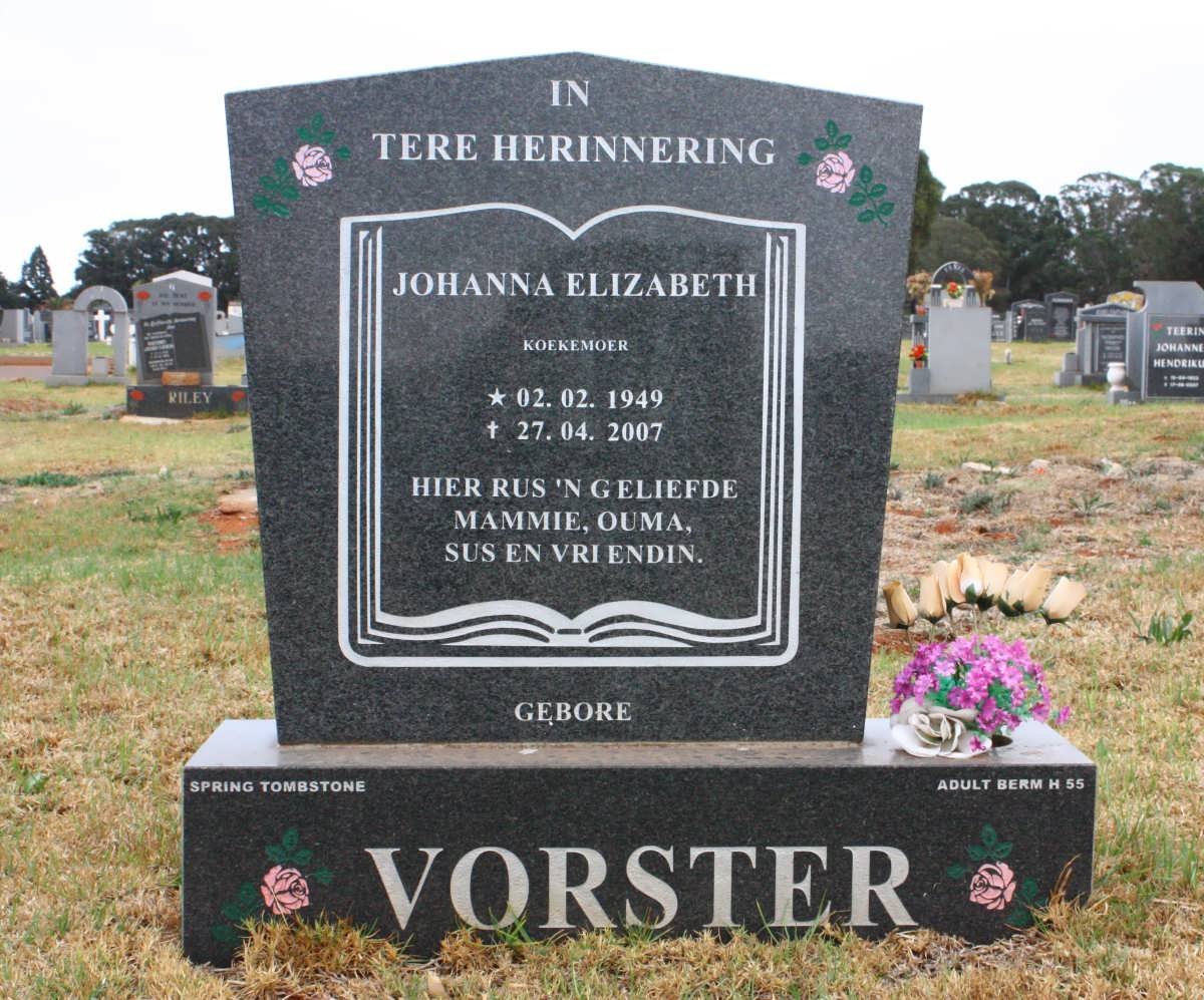 VORSTER Johanna Elizabeth 1949-2007