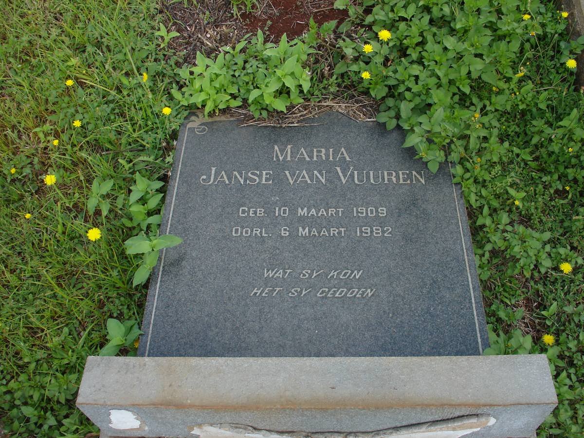 VUUREN Maria, Janse van 1909-1982