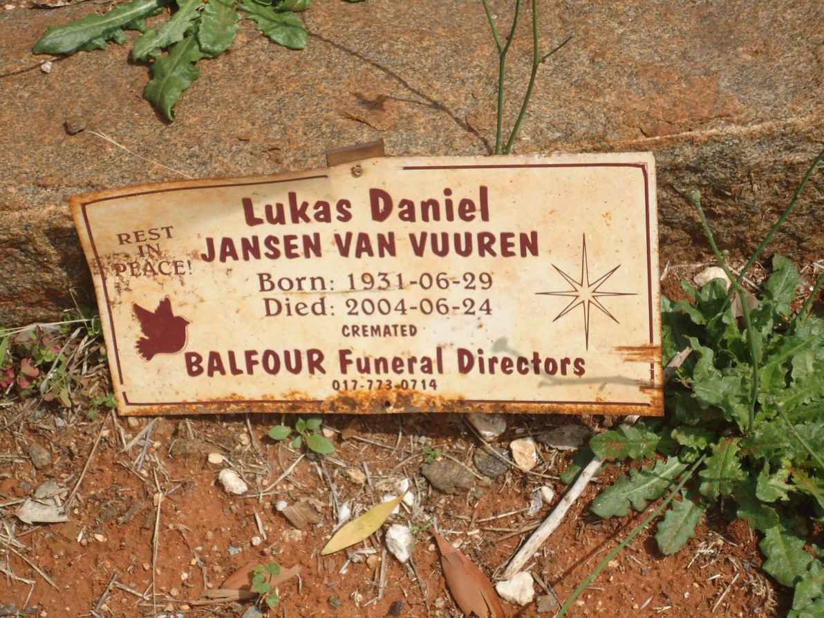VUUREN Lukas Daniel, Jansen van 1931-2004