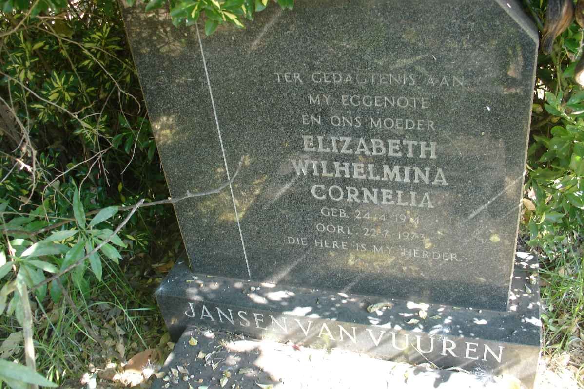 VUUREN Elizabeth Wilhelmina Cornelia, Jansen van 1914-1973