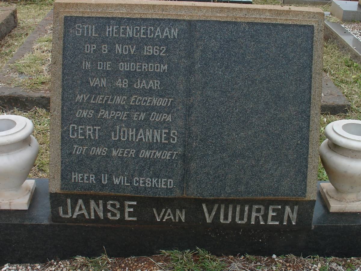 VUUREN Gert Johannes, Janse van -1962