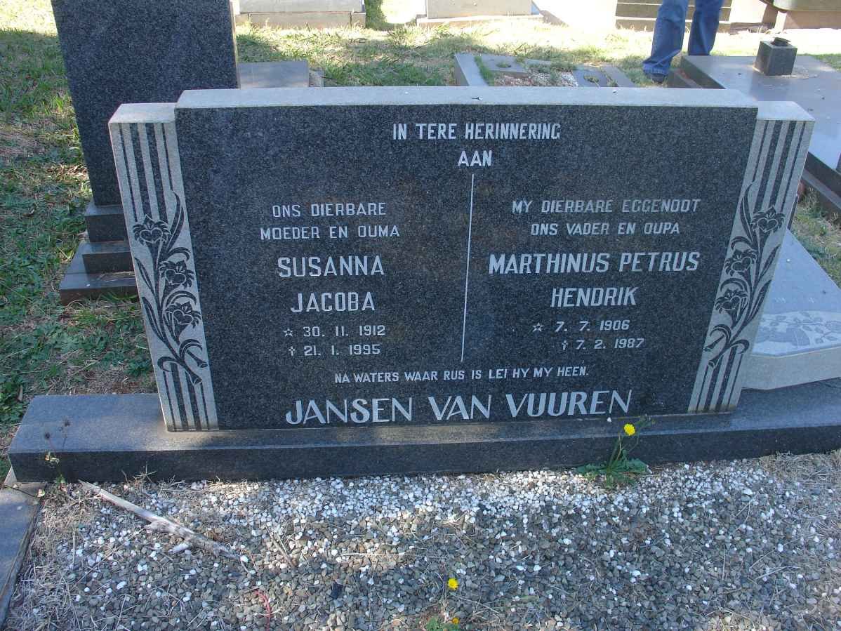 VUUREN Marthinus Petrus Hendrik, Jansen van 1906-1987 &amp; Susanna Jacoba 1912-1995