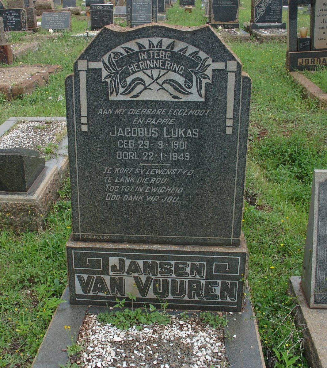VUUREN Jacobus Lukas, Jansen van 1901-1949