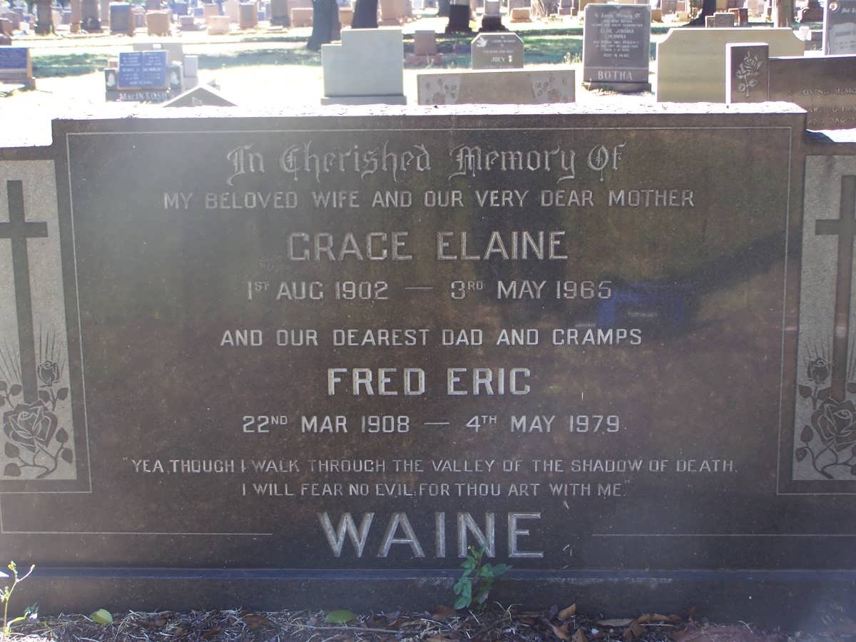 WAINE Fred Eric 1902-1965 &amp; Grace Elaine 1908-1979