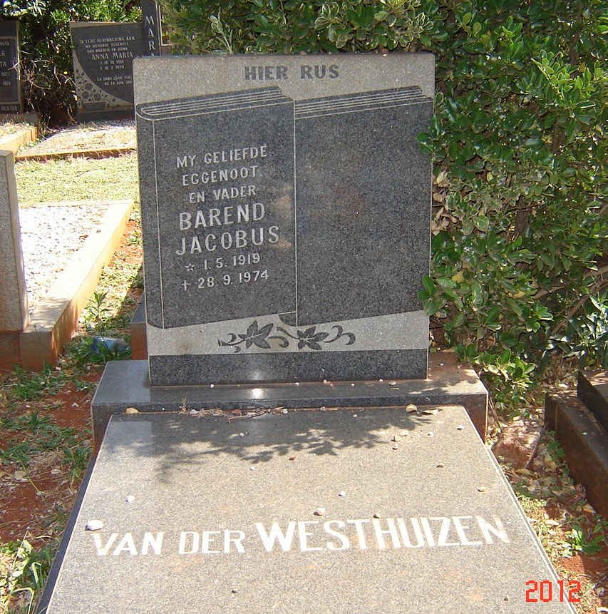 WESTHUIZEN Barend Jacobus, van der 1919-1974