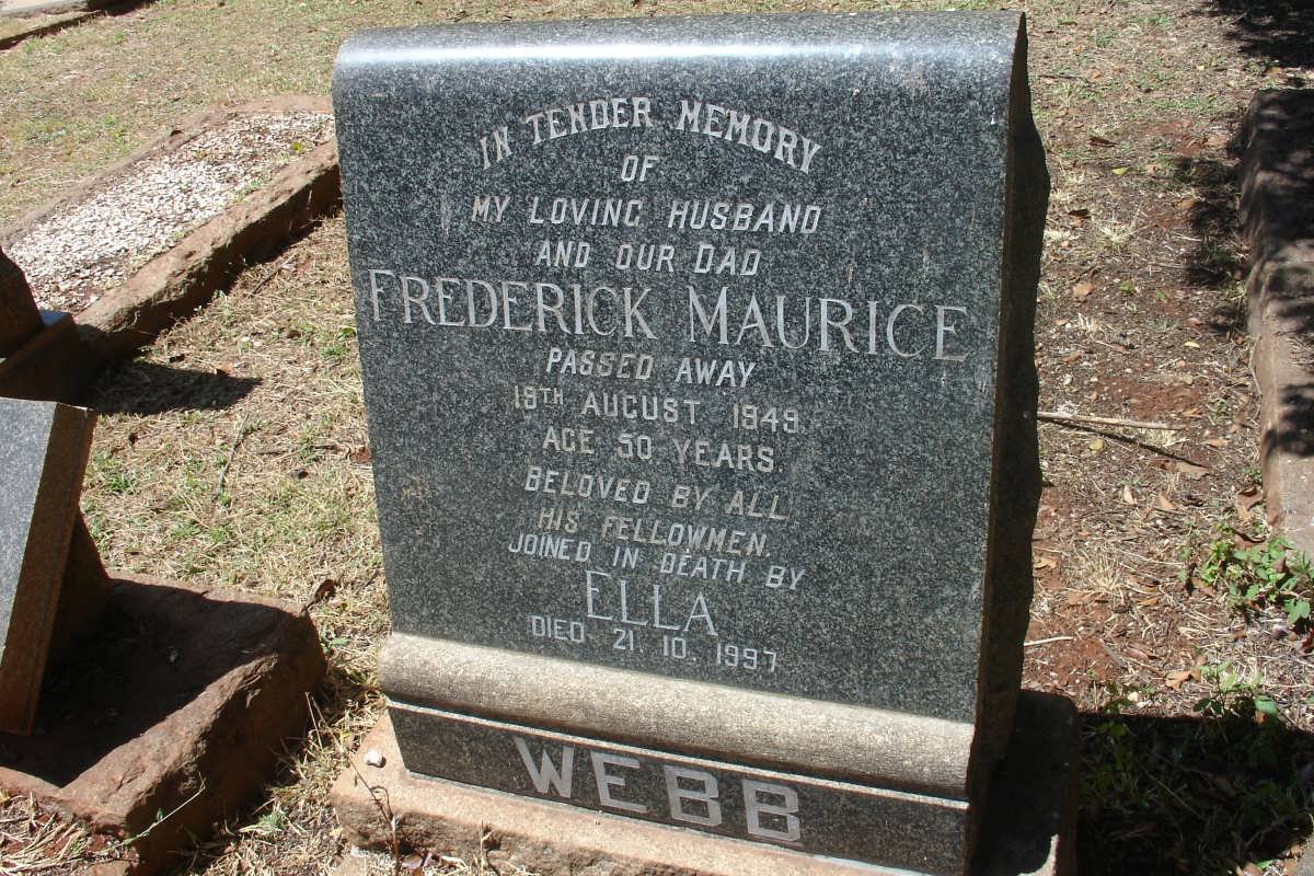 WEBB Frederick Maurice -1949 &amp; Ella -1997