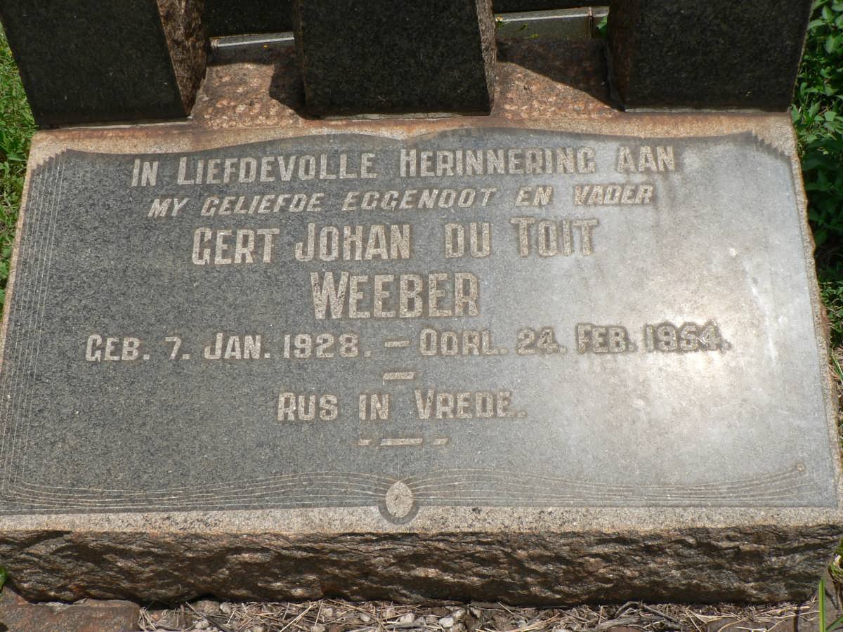 WEEBER Gert Johan du Toit 1928-1954