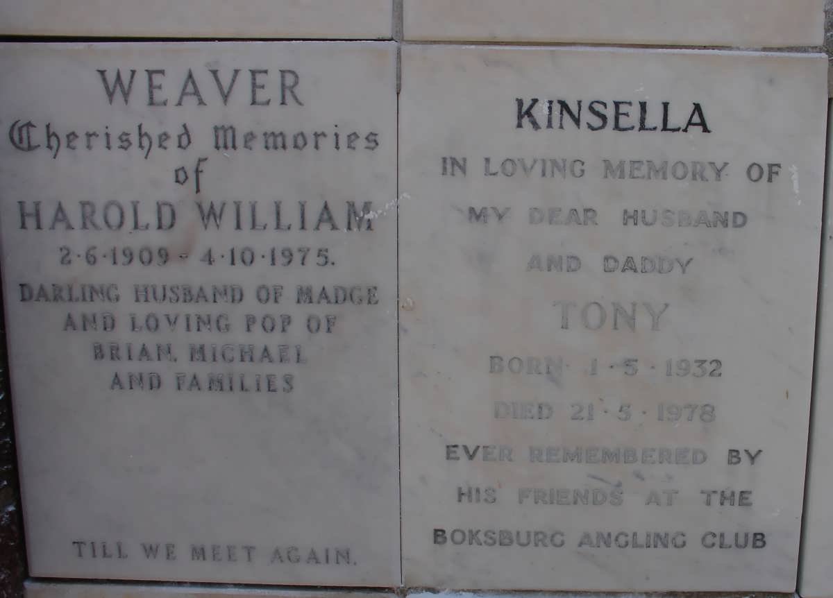 WEAVER Harold William 1909-1975 :: KINSELLA Tony 1932-1978