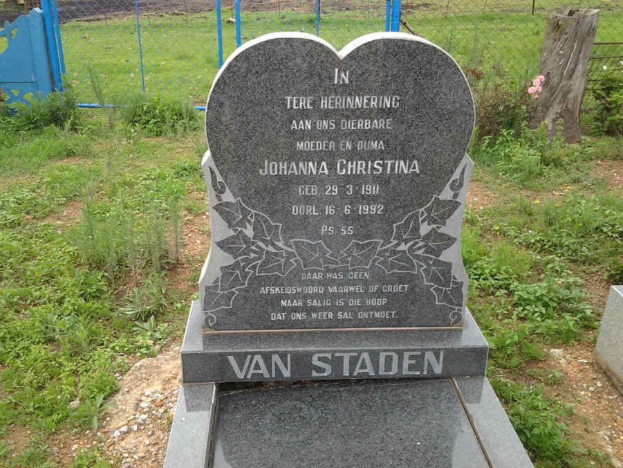STADEN Johanna Christina, van 1911-1992