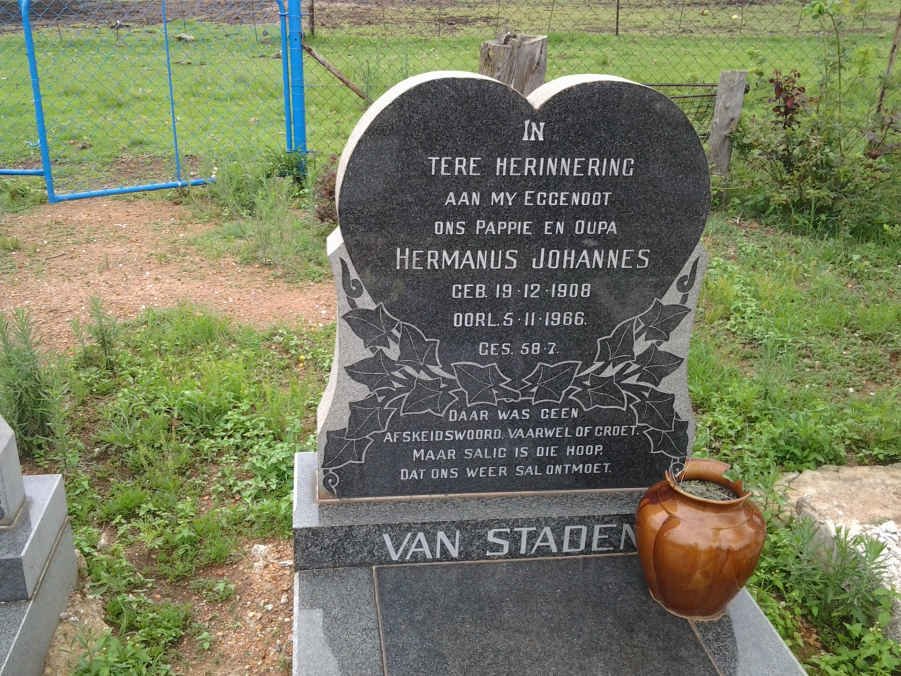 STADEN Hermanus Johannes, van 1908-1966