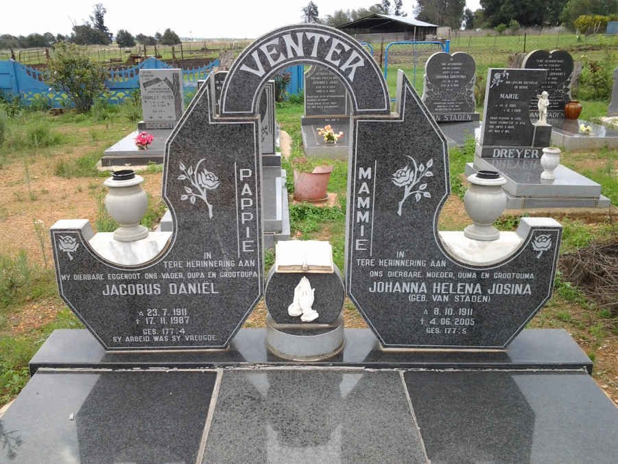 VENTER Jacobus Daniël 1911-1987 &amp; Johanna Helena Josina VAN STADEN 1911-2005