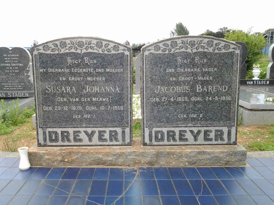 DREYER Jacobus Barend 1869-1958 &amp; Susara Johanna VAN DER MERWE 1873-1958