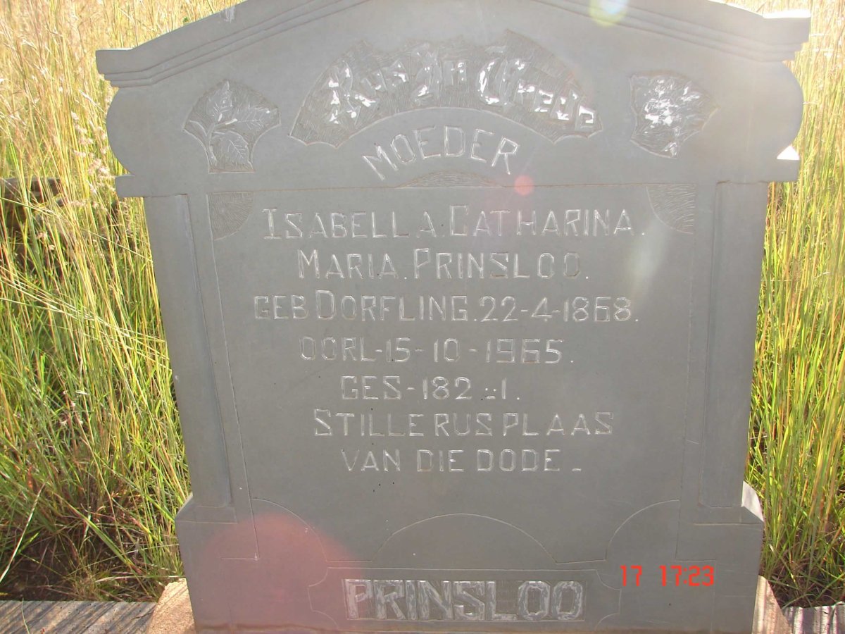 PRINSLOO Isabella Catharina nee DORFLING 1868-1965