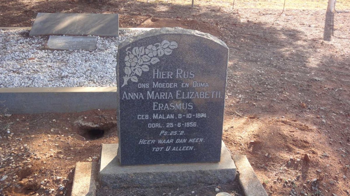 ERASMUS Anna Maria Elizabeth nee MALAN 1874-1956