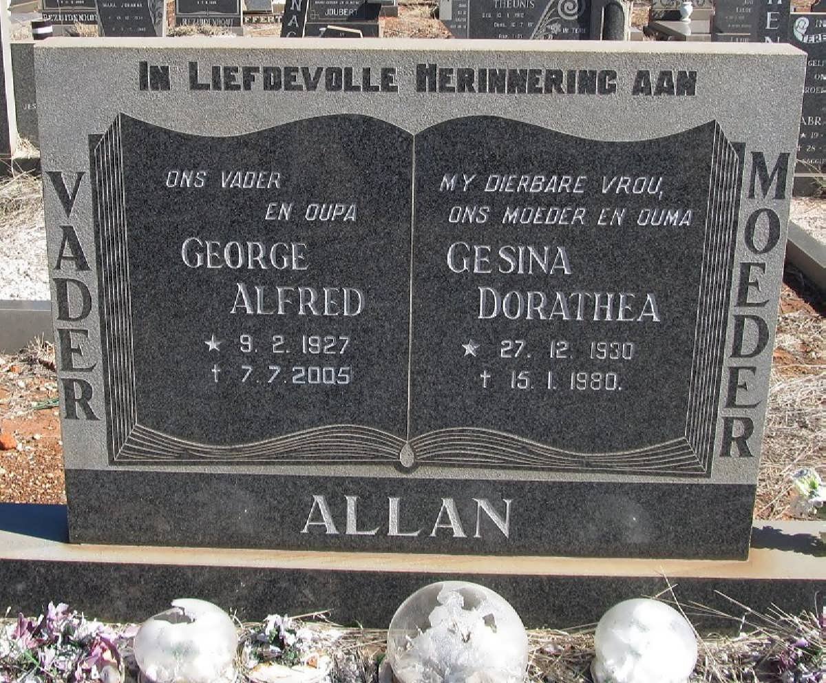 ALLAN George Alfred 1927-2005 &amp; Gesina Dorathea 1930-1980