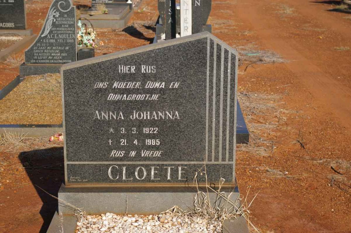 CLOETE Anna Johanna 1922-1985