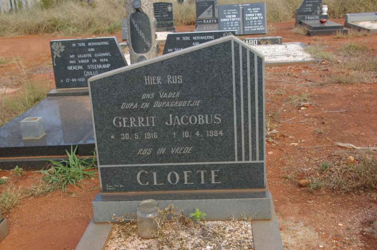 CLOETE Gerrit Jacobus 1916-1984