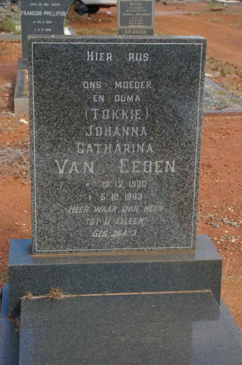 EEDEN Johanna Catharina, van 1920-1983