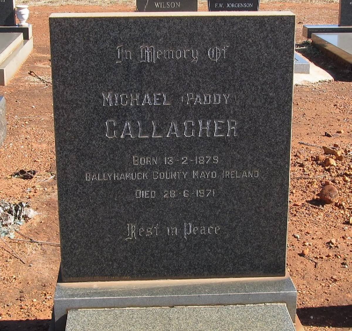 GALLAGHER Michael 1879-1971